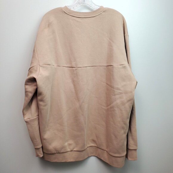 adidas Stadium Fleece Badge of Sport Crew Sweatshirt Beige Loose Fit Mens Sz XL - Picture 13 of 16